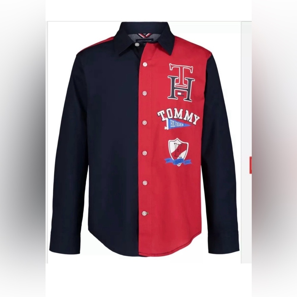 Tommy Hilfiger Big Boys Color Blocked Cotton Shirt Size XL